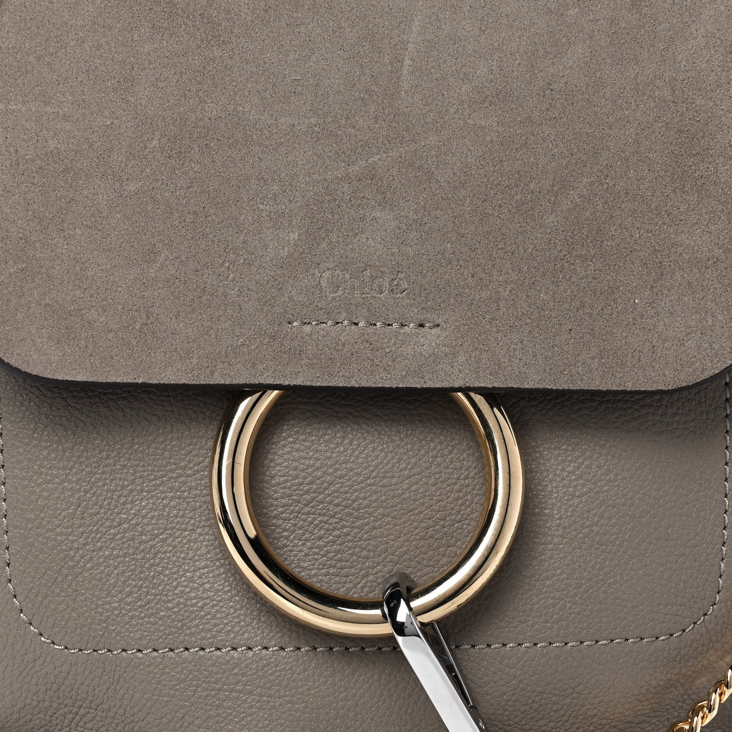 Suede Calfskin Small Faye Backpack Motty Grey
