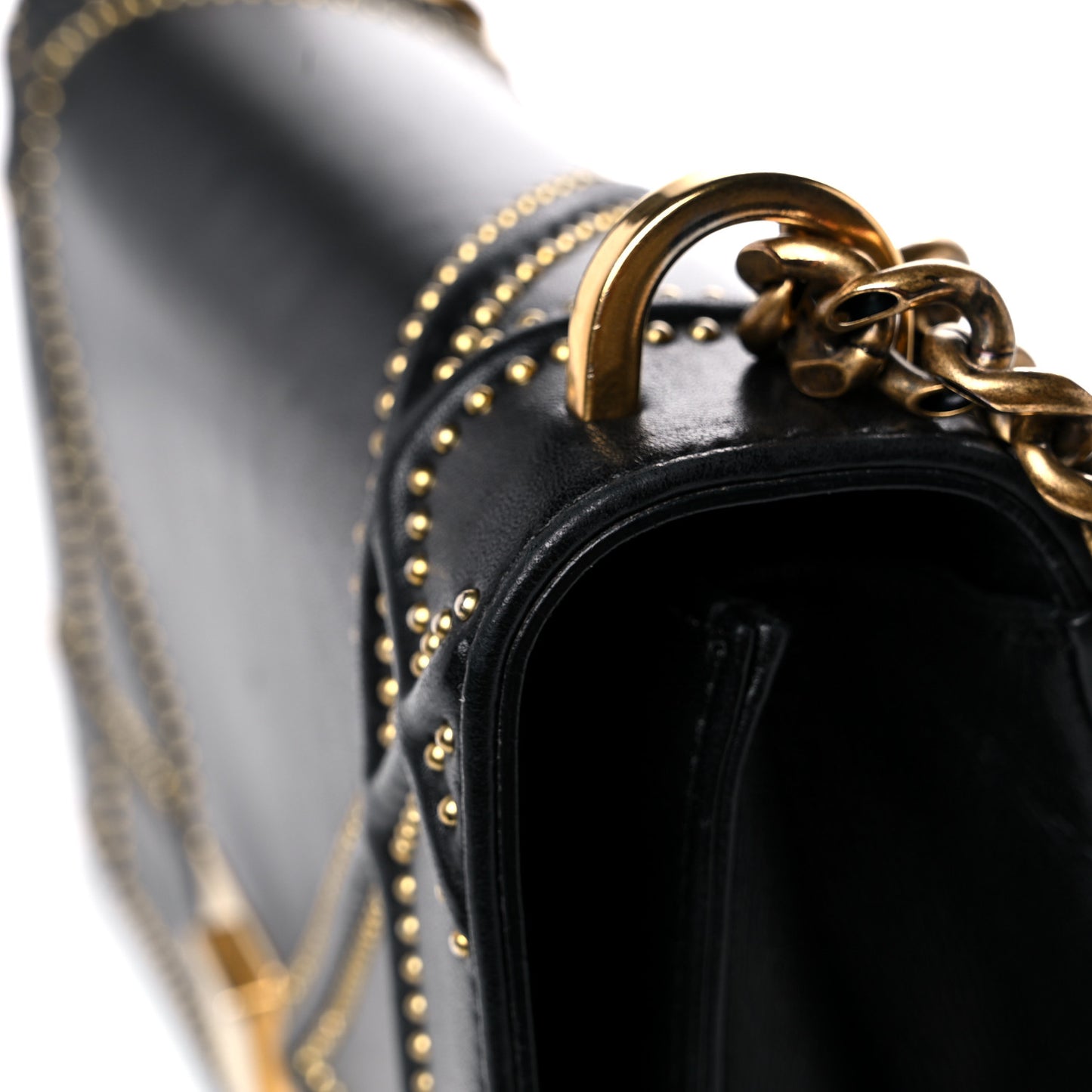 Lambskin Studded Medium Diorama Flap Bag Black