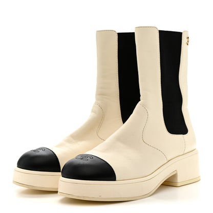 Chanel Cap Toe CC Ankle Boots 39.5 White Black 4 of 9