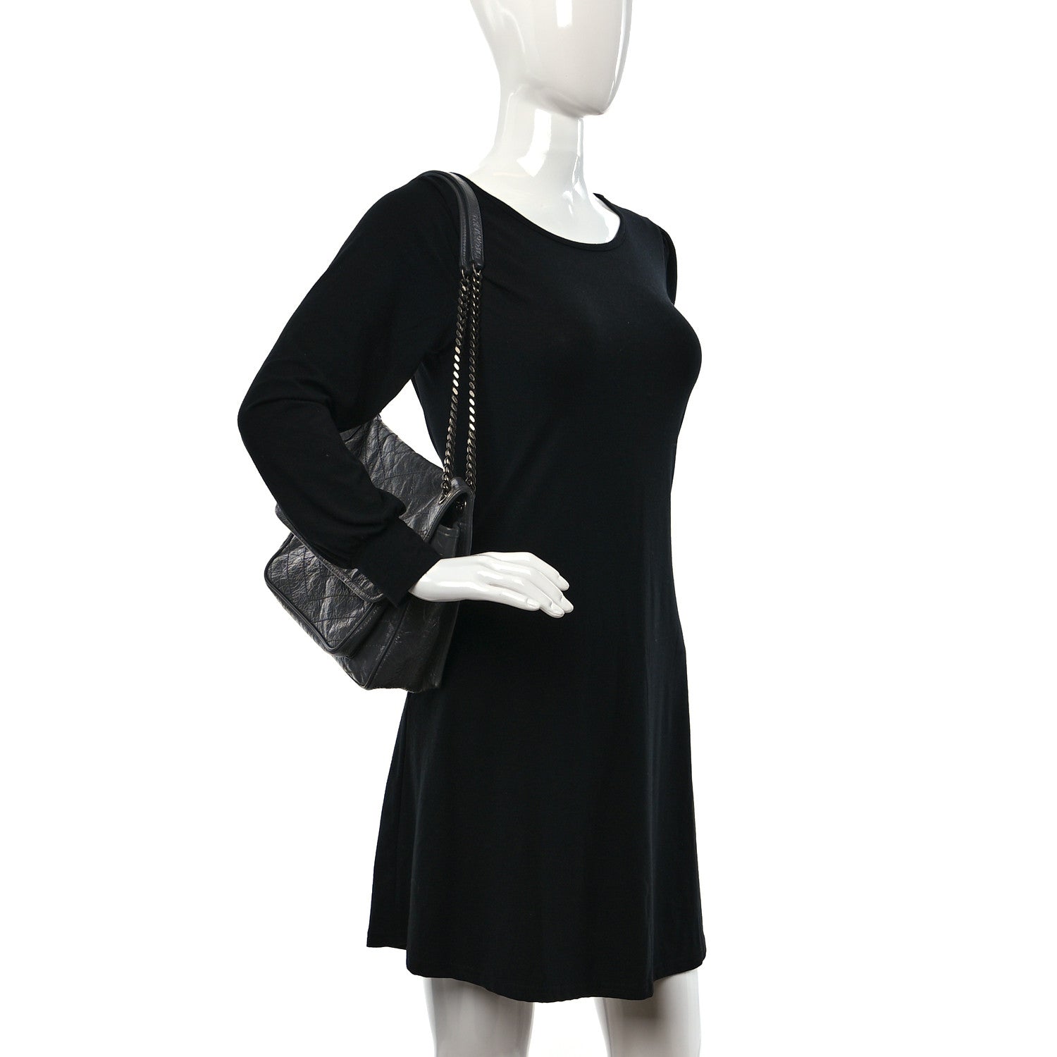 Saint Laurent Crinkled Calfskin Matelasse Monogram Medium Niki Chain Satchel Storm 2 of 10