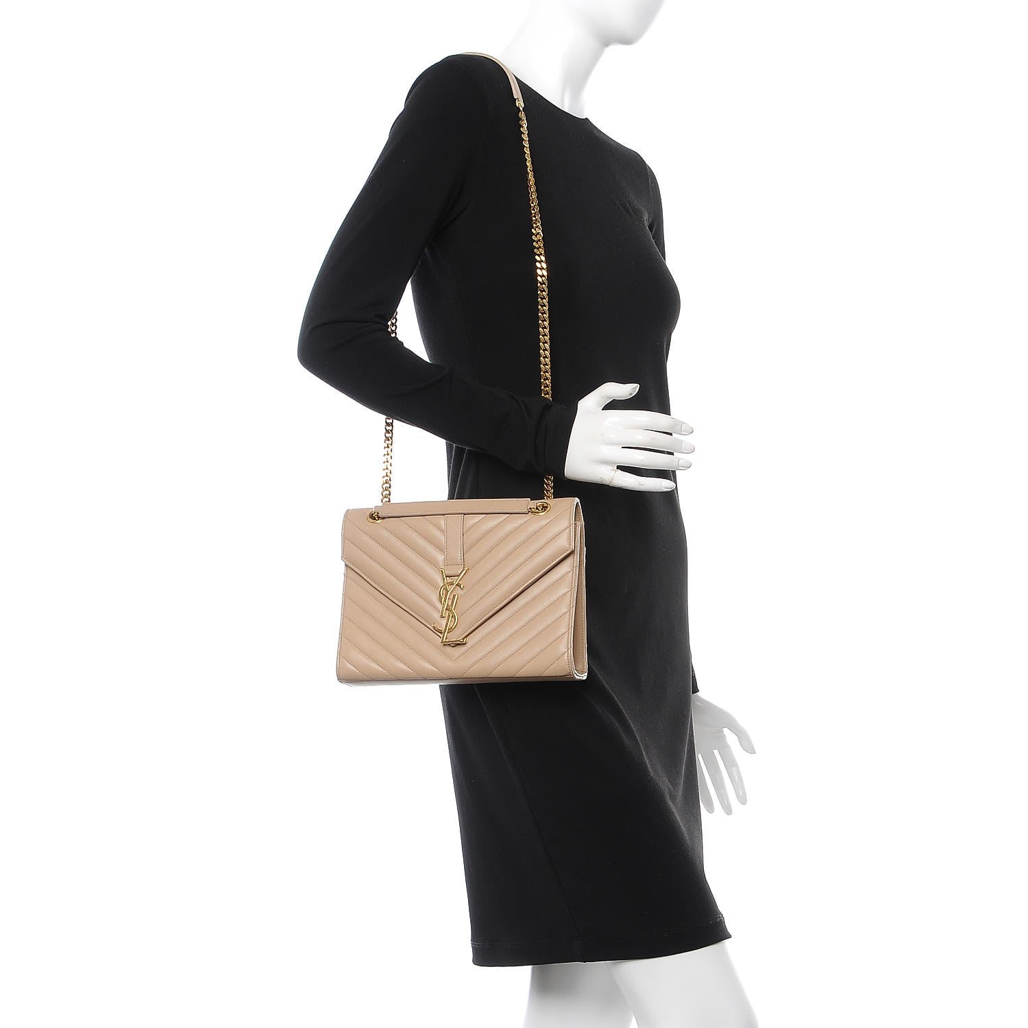 Saint Laurent Lambskin Matelasse Medium Monogram Satchel Dark Beige 2 of 12