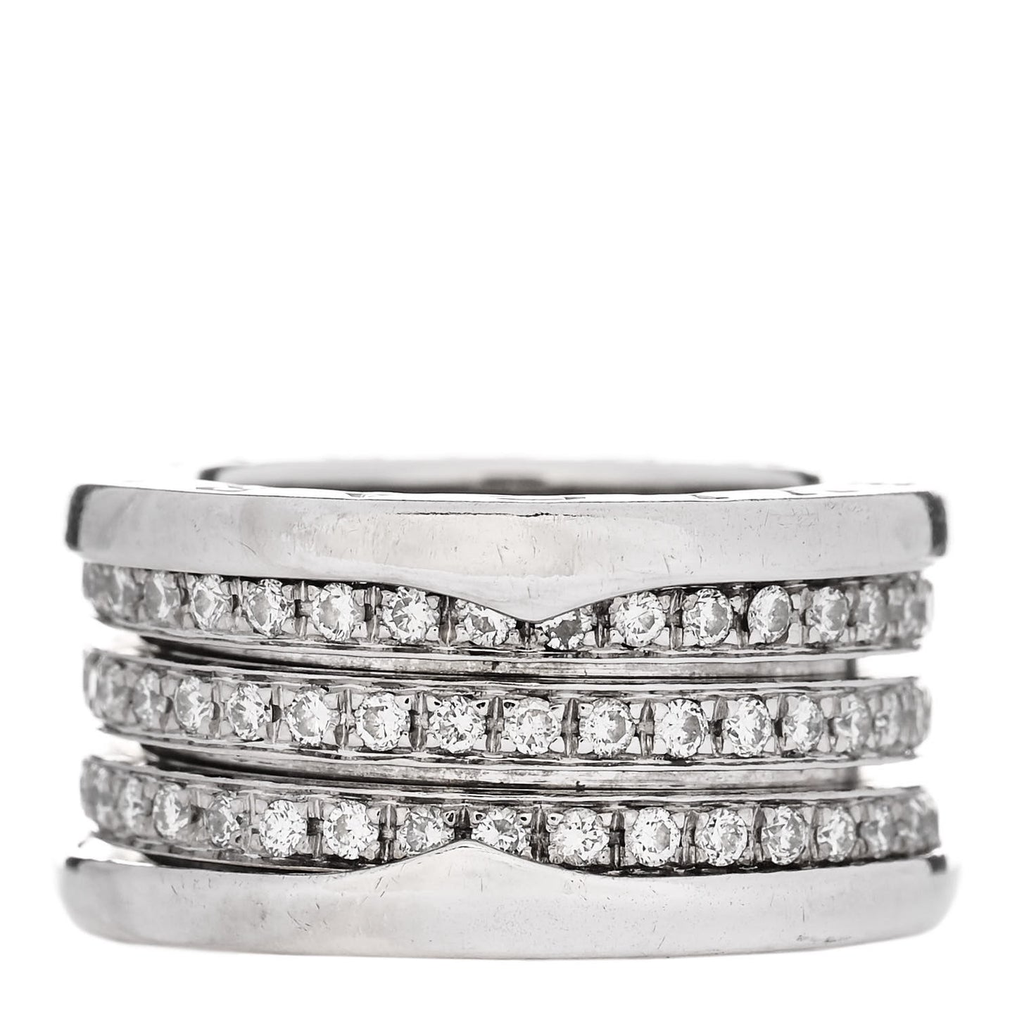 18K White Gold Diamond B.Zero1 Four-Band Full Pave Ring 49 4.75