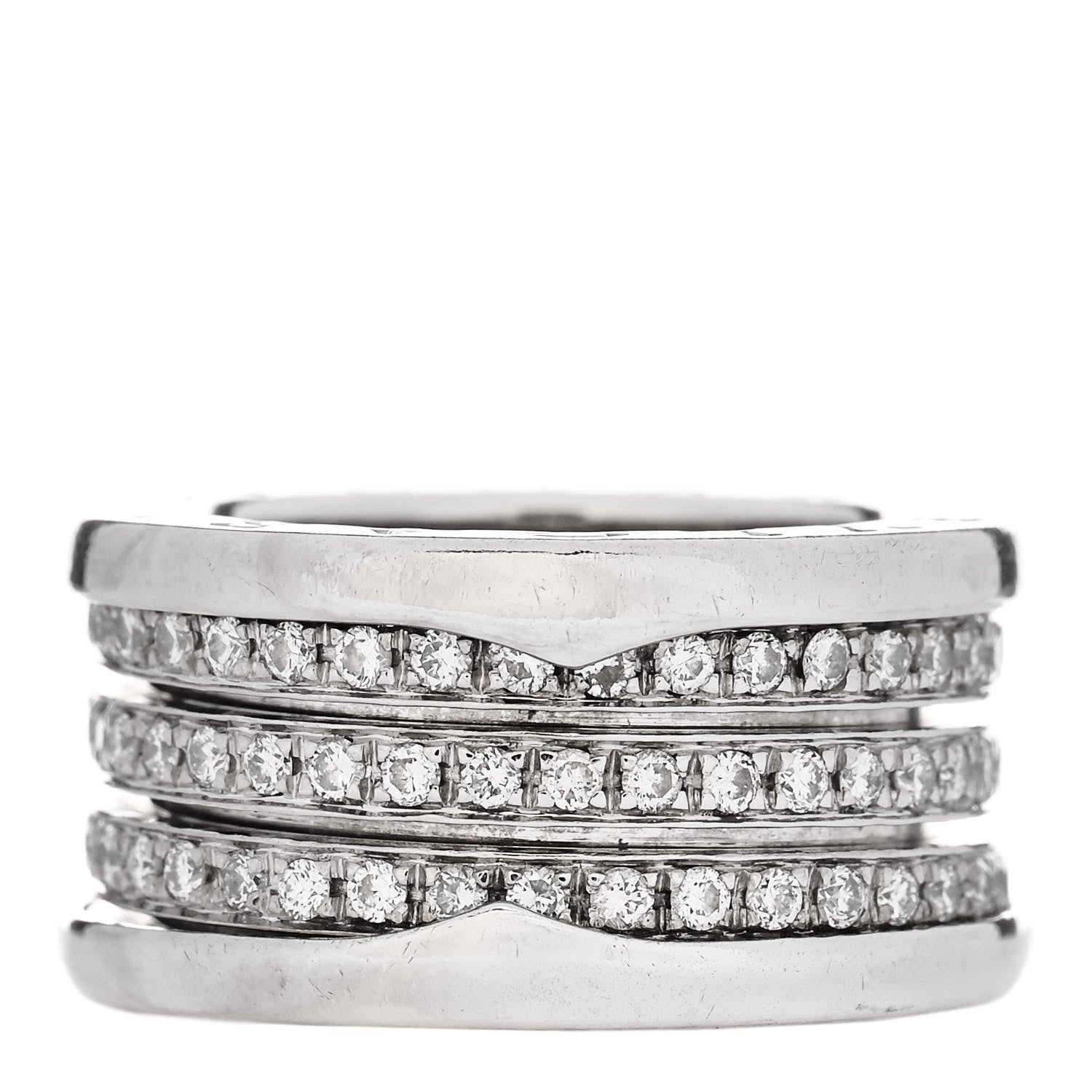 Bulgari 18K White Gold Diamond B.Zero1 Four-Band Full Pave Ring 49 4.75 3 of 5