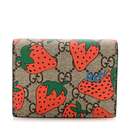 Gucci GG Supreme Monogram Strawberry Card Case 1 of 8