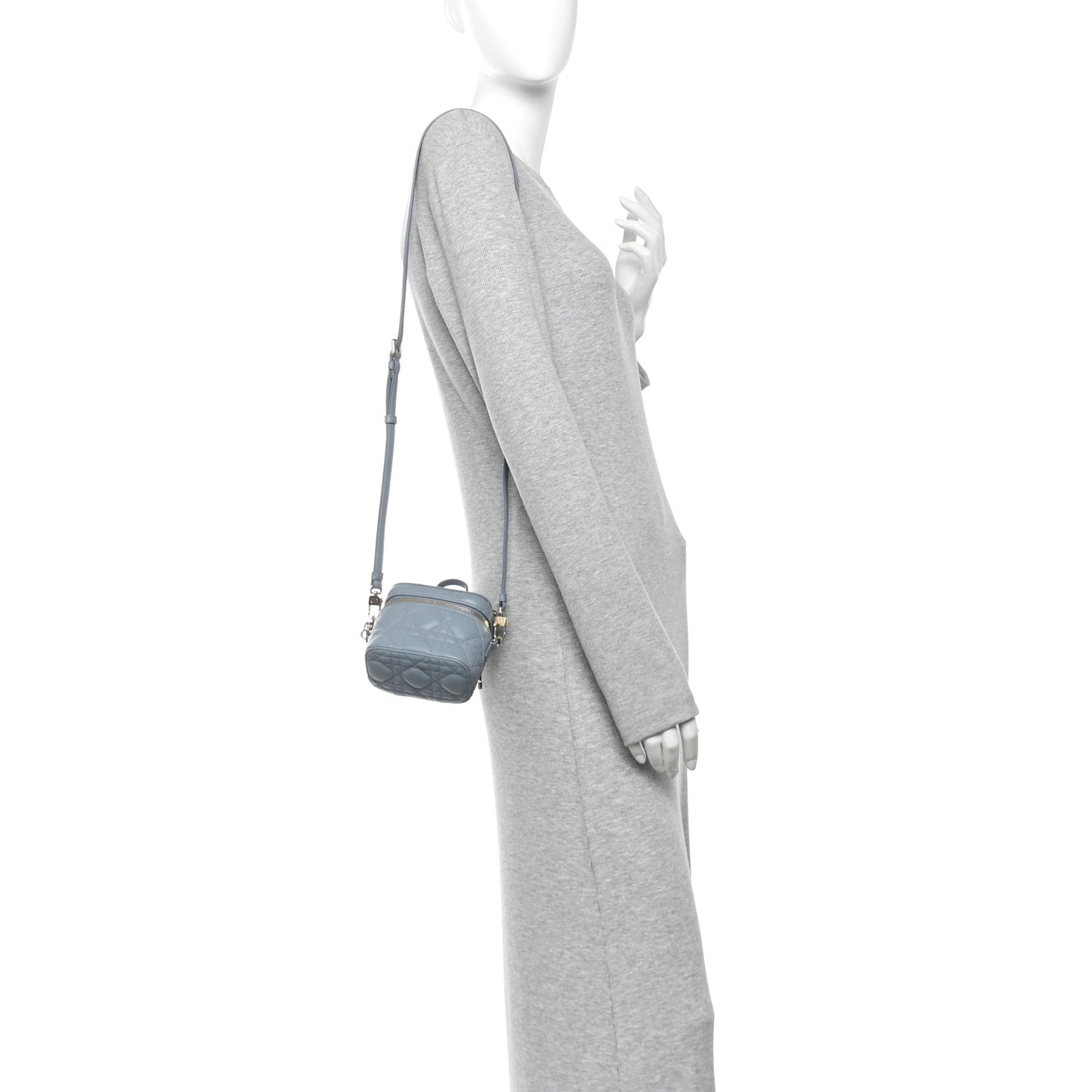 Lambskin Cannage Micro Lady Dior Vanity Case Cloud Blue
