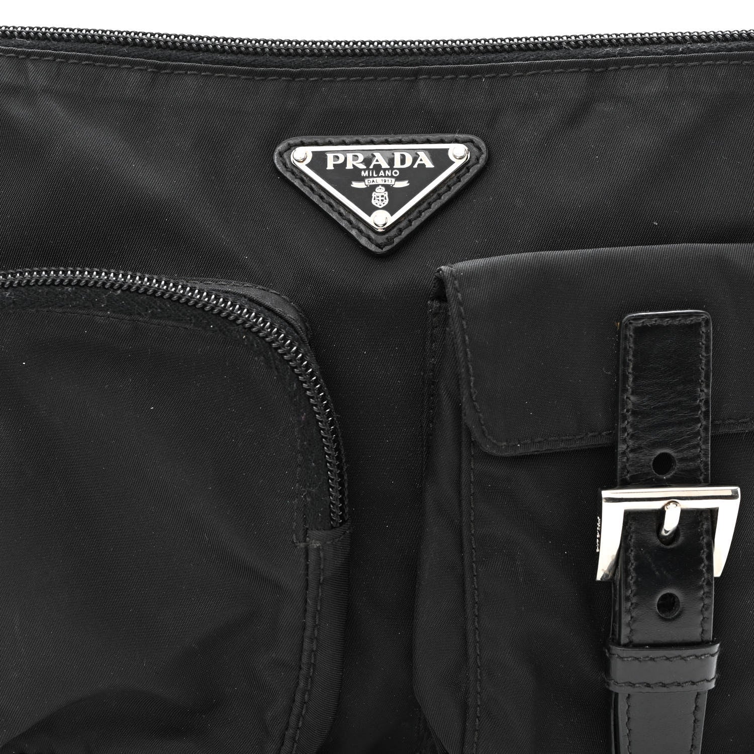 Prada Tessuto Nylon Soft Calfskin Sling Belt Bag Black 8 of 16