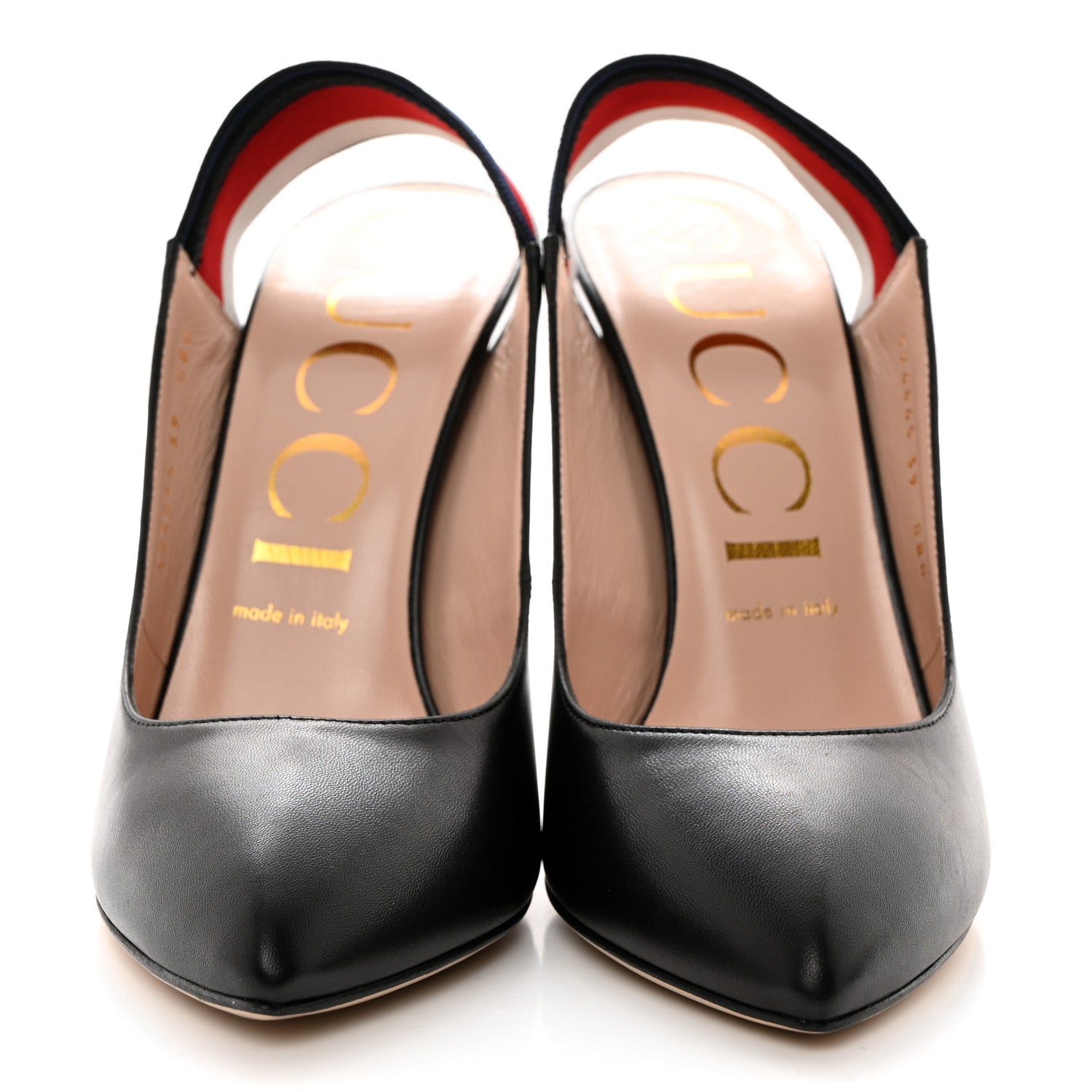 Gucci Malaga Kid Web Sylvie High Heel Slingback Pumps 39 Black 2 of 9
