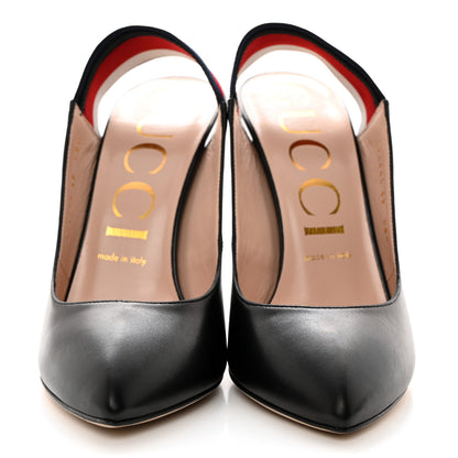 Gucci Malaga Kid Web Sylvie High Heel Slingback Pumps 39 Black 2 of 9