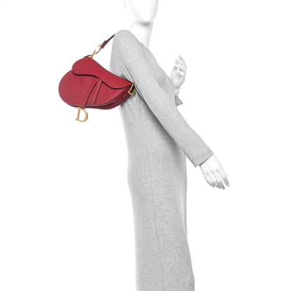 Christian Dior Grained Calfskin Saddle Bag Red 2 of 10