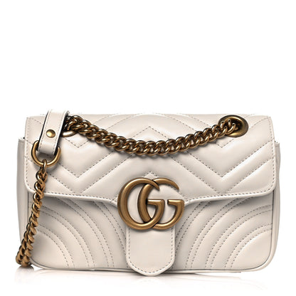 Gucci Calfskin Matelasse Mini GG Marmont Shoulder Bag White 1 of 9