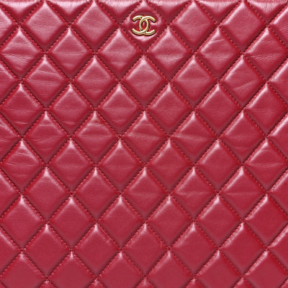 Chanel Lambskin Quilted Large Cosmetic Case Red 9 of 9