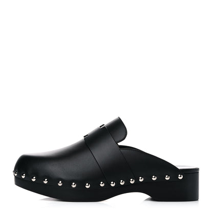 Hermes Calfskin Calya Mules 38 Black 1 of 11