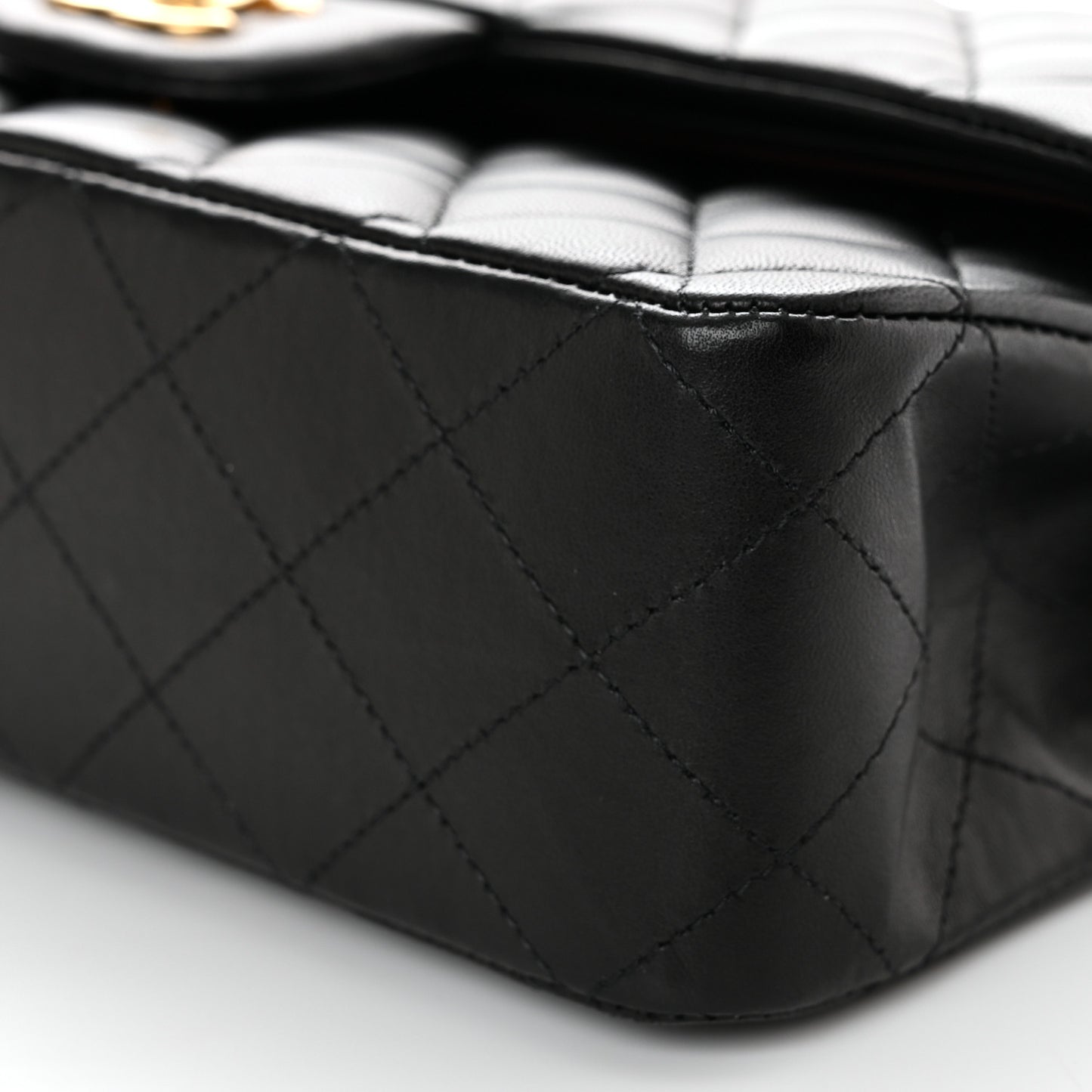 Lambskin Quilted Medium Double Flap Black