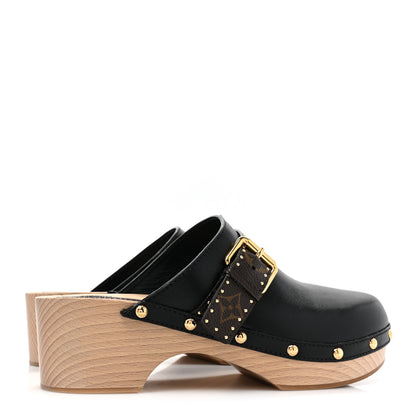 Louis Vuitton Calfskin Patent Monogram Cottage Clog Mules 40 Black 4 of 10