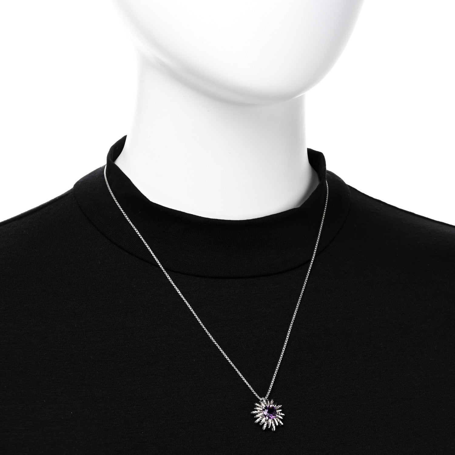 David Yurman Sterling Silver Amethyst Starburst Pendant Necklace 2 of 4