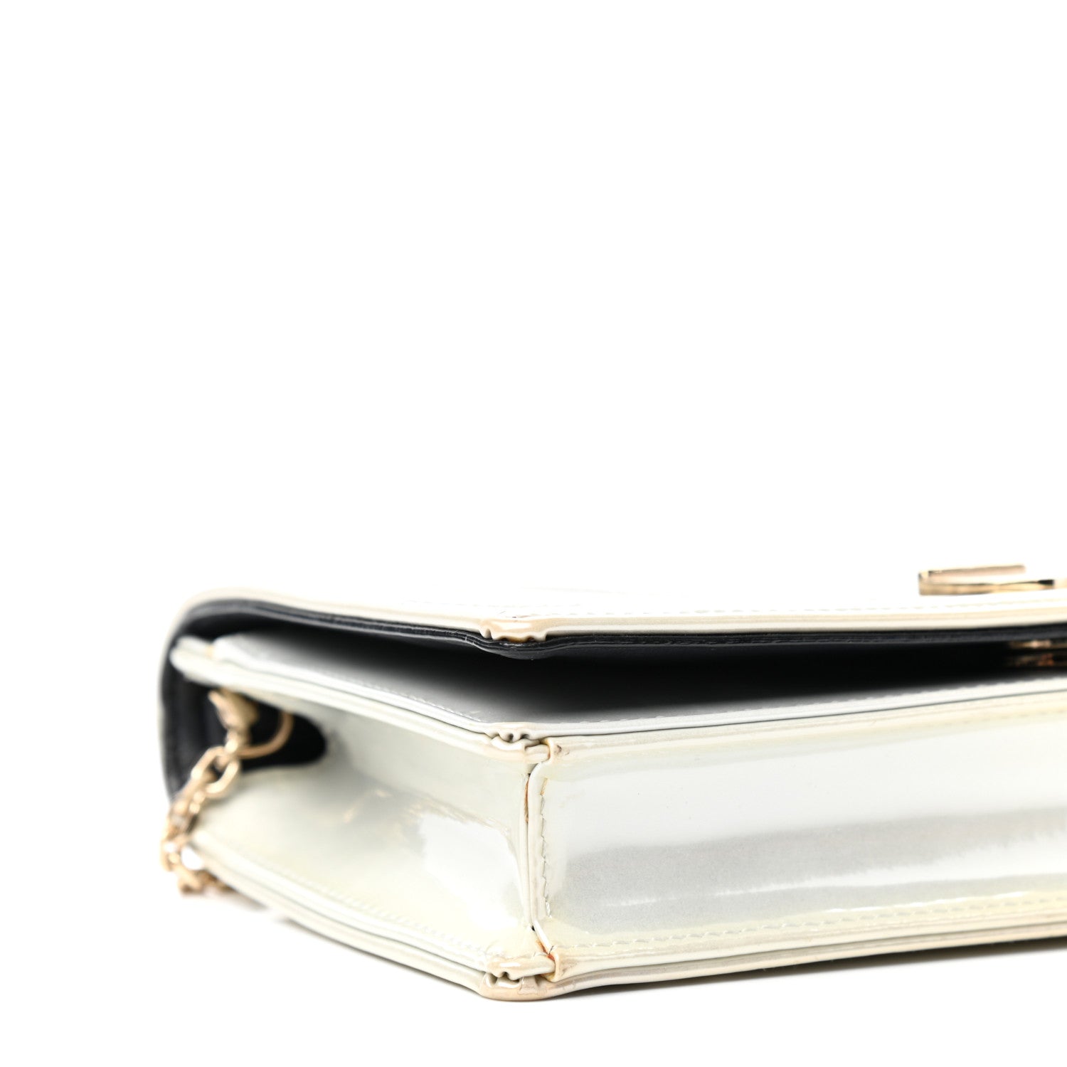 Christian Dior Patent Micro-Cannage Diorama Wallet on Chain Pouch White 7 of 9