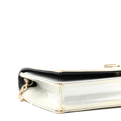 Christian Dior Patent Micro-Cannage Diorama Wallet on Chain Pouch White 7 of 9