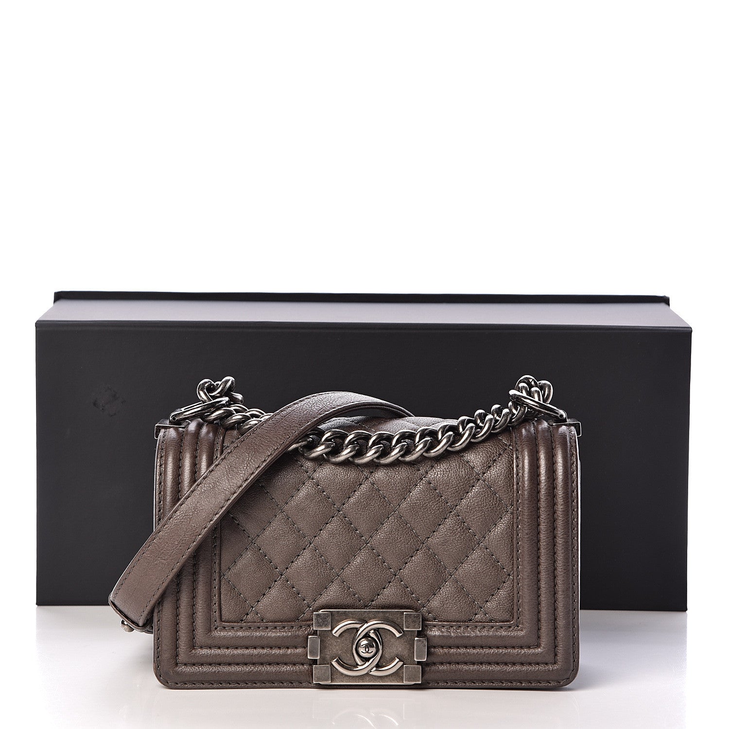 Chanel Calfskin Quilted Small Boy Flap Taupe 14 of 14