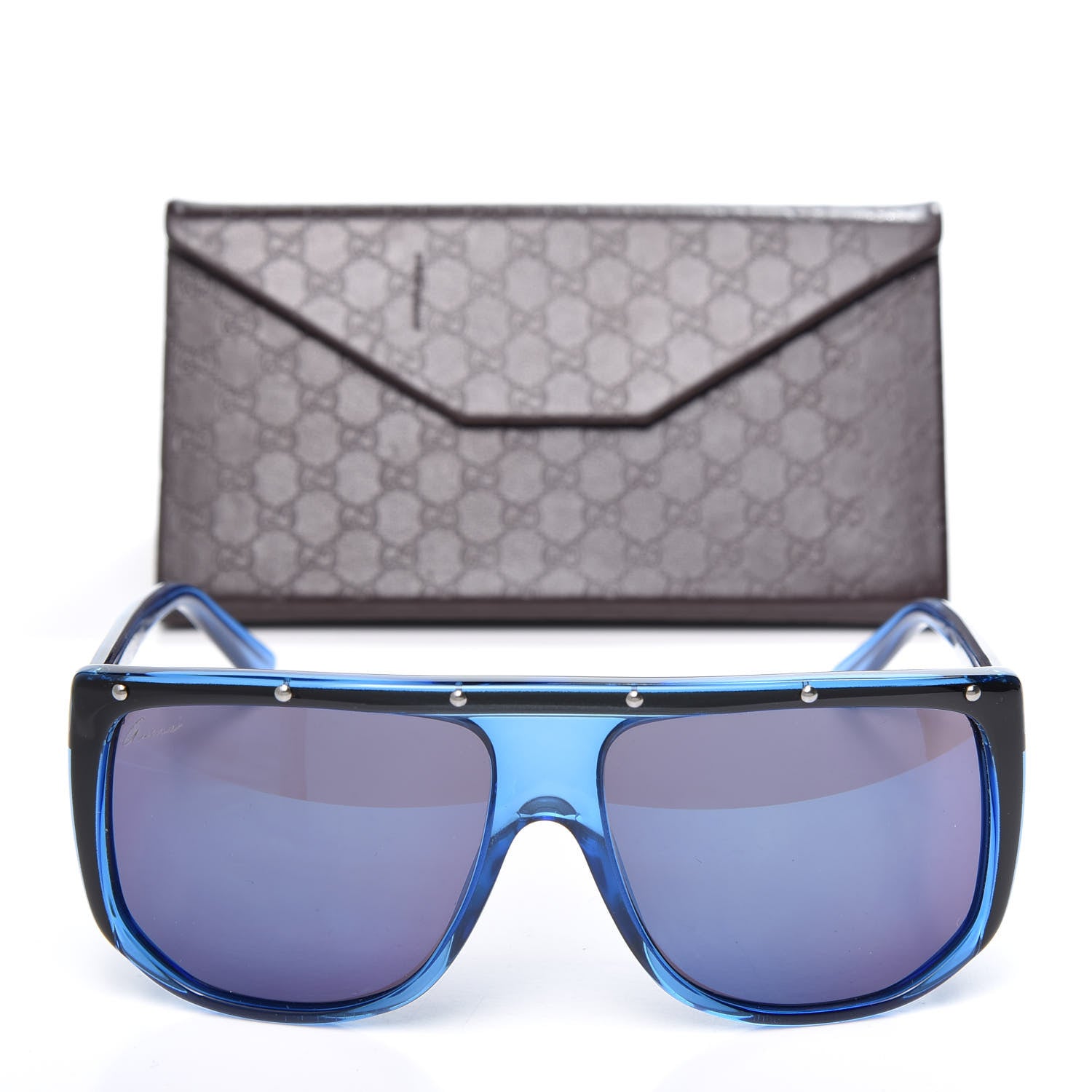 Gucci Studded Shield Sunglasses GG 3705/S Blue 8 of 8