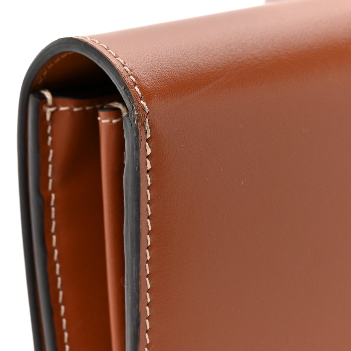 Satinated Calfskin Long Tri-Fold Wallet Tan