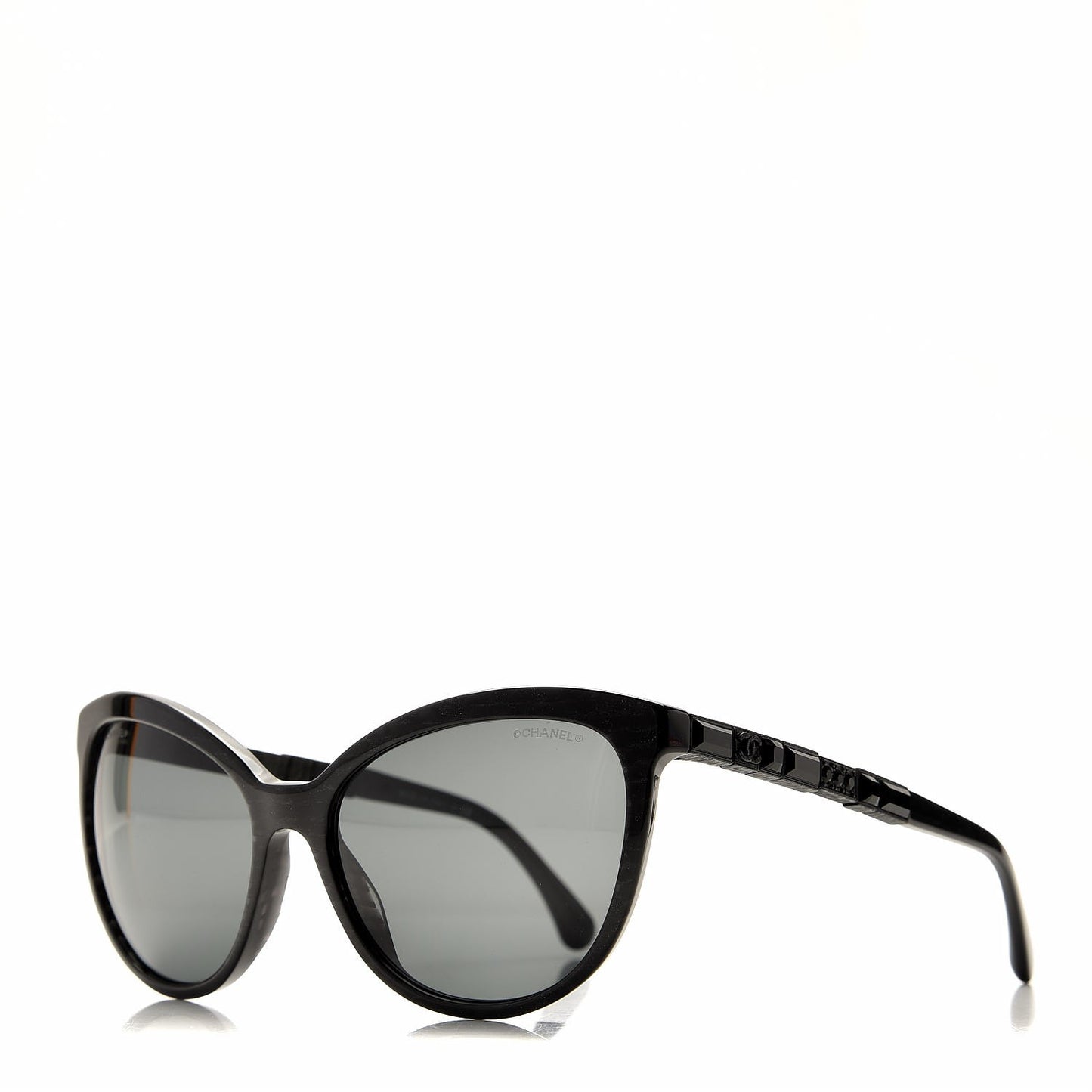 Crystal Baguette Cat Eye Bijou Sunglasses 5307-B Black