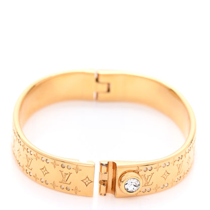 Louis Vuitton Brass Crystal Monogram Nanogram Strass Cuff S Gold 7 of 7