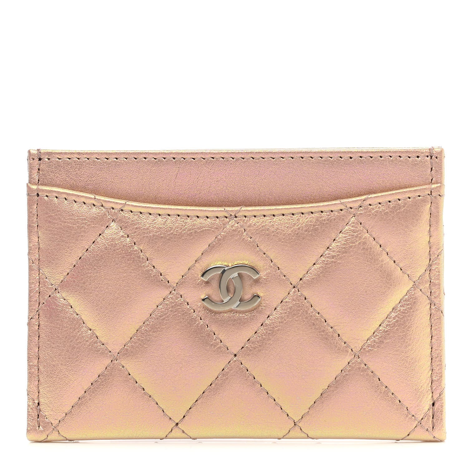 Chanel Iridescent Calfskin Quilted Card Holder Pink 1 of 9