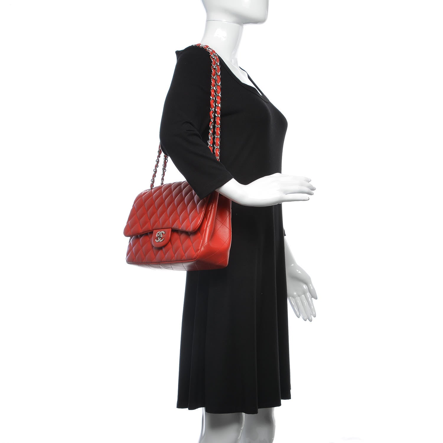 Chanel Lambskin Quilted Jumbo Double Flap Red 2 of 15