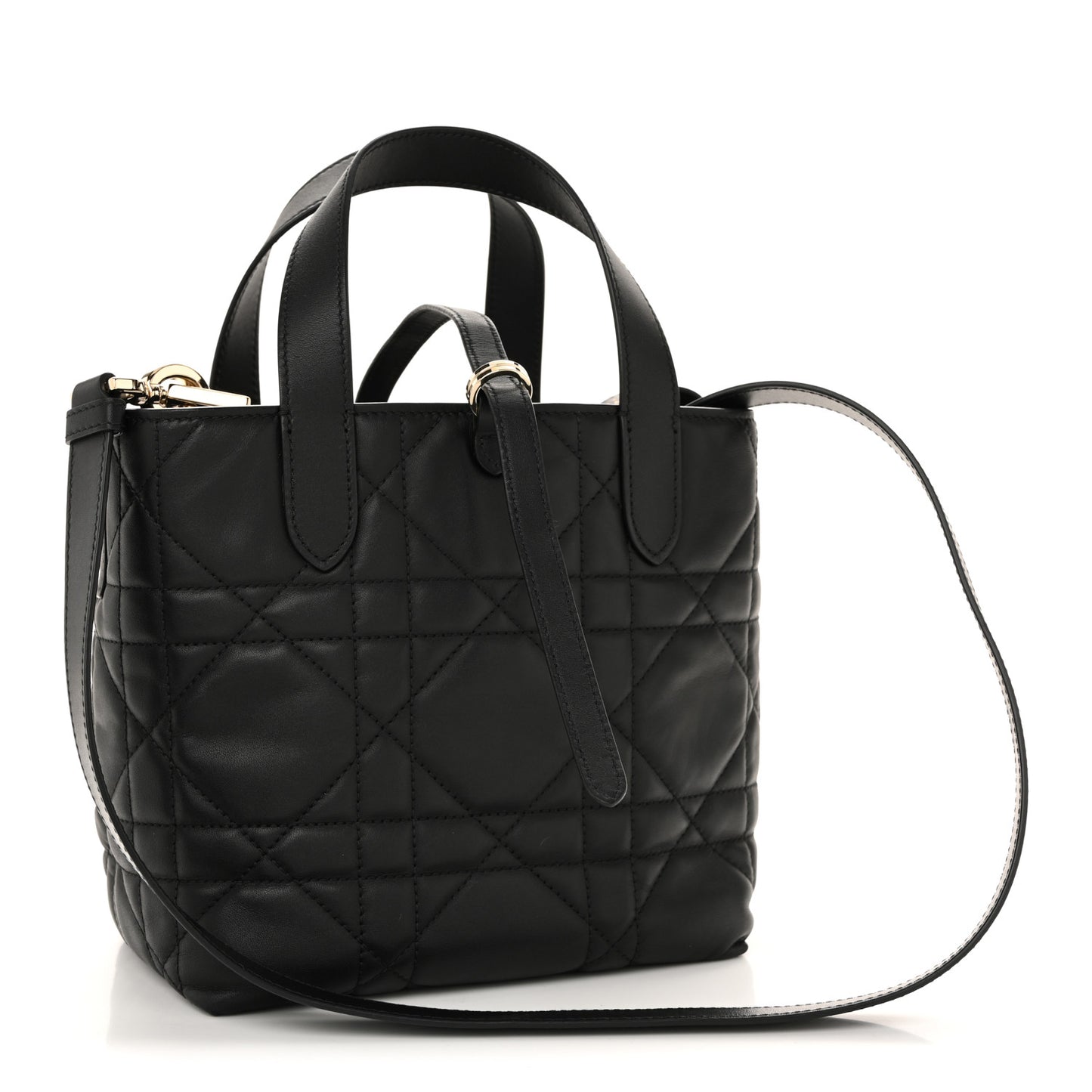 Calfskin Macrocannage Small Toujours Vertical Tote Black