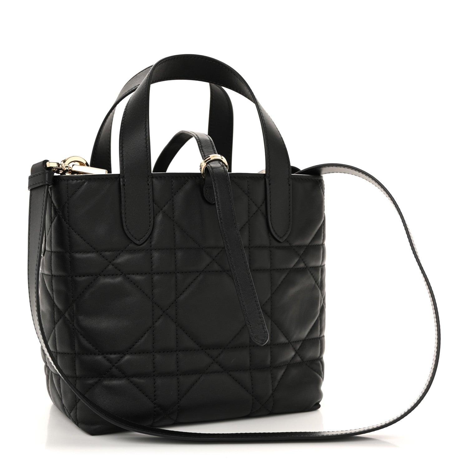 Christian Dior Calfskin Macrocannage Small Toujours Vertical Tote Black 3 of 12