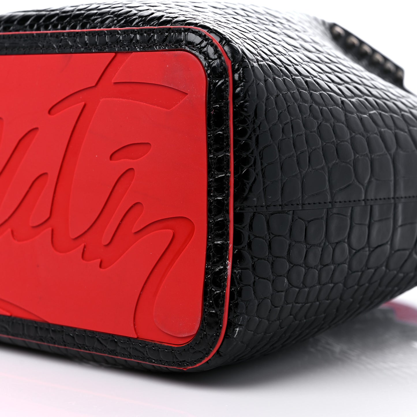 Calfskin Crocodile Embossed Spikes Large Cabarock Black