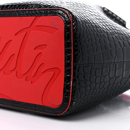 Christian Louboutin Calfskin Crocodile Embossed Spikes Large Cabarock Black 9 of 10