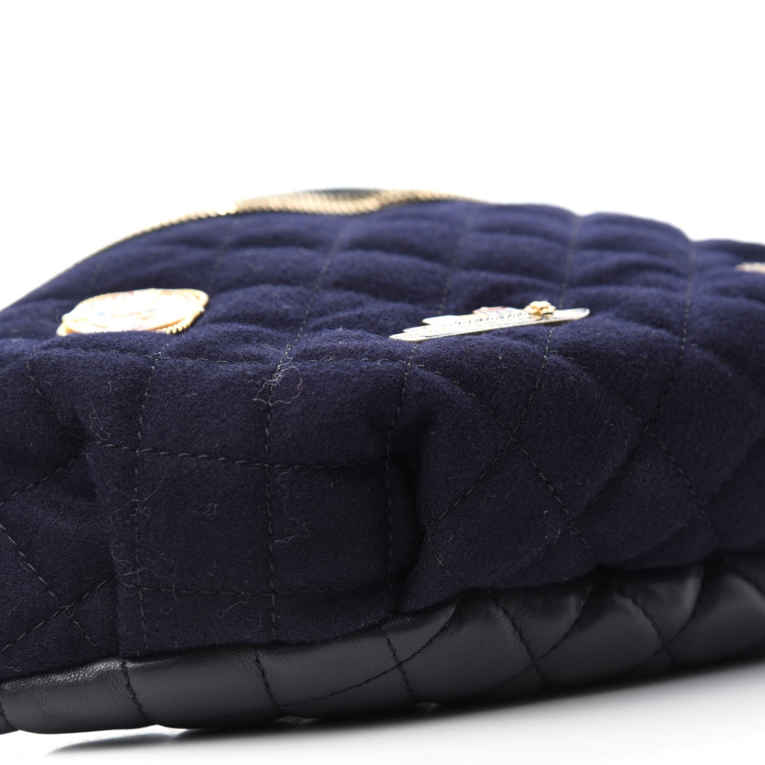Chanel Wool Lambskin Quilted Paris Hamburg Charms Waist Bag Dark Navy 6 of 10