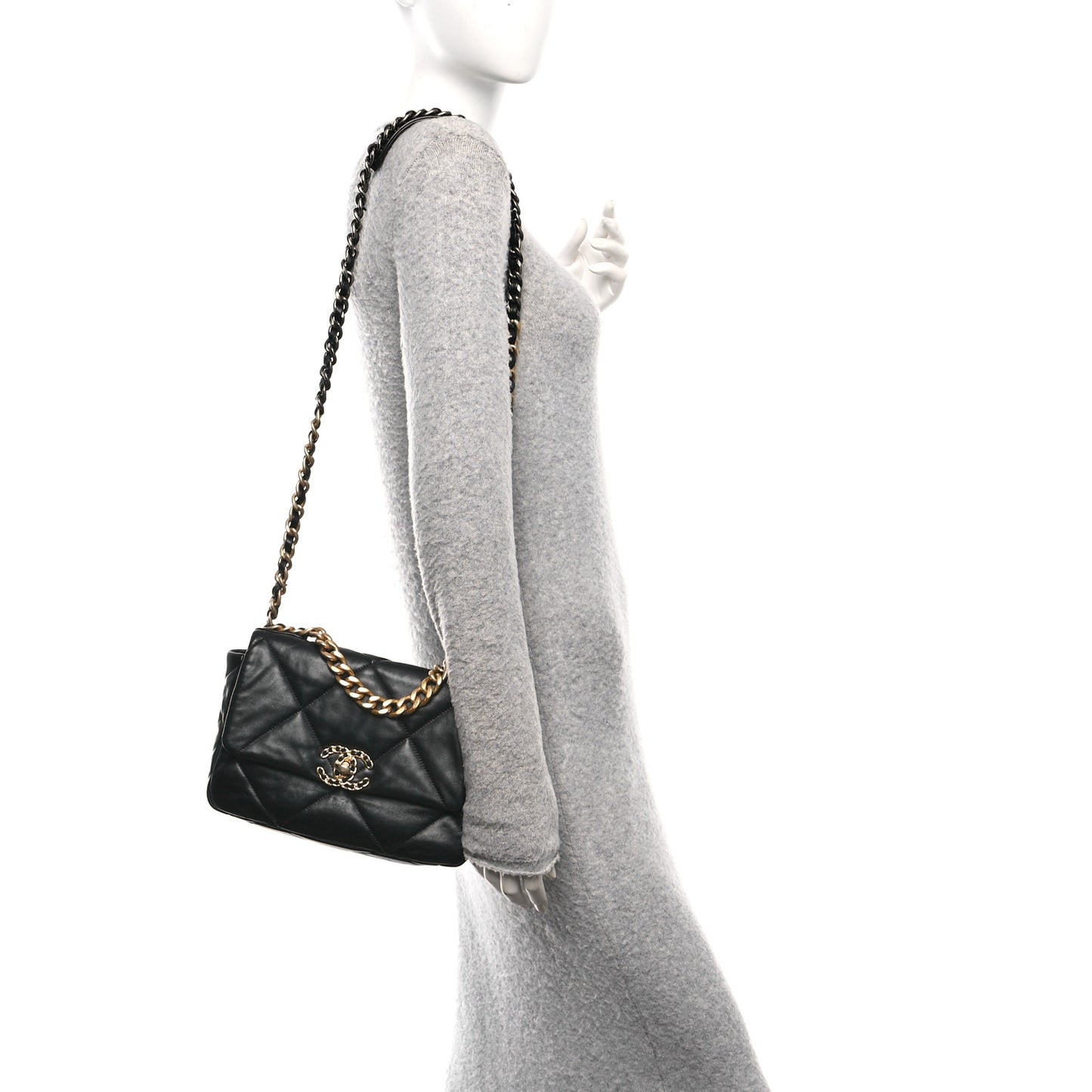 Lambskin Quilted Medium Chanel 19 Flap Black