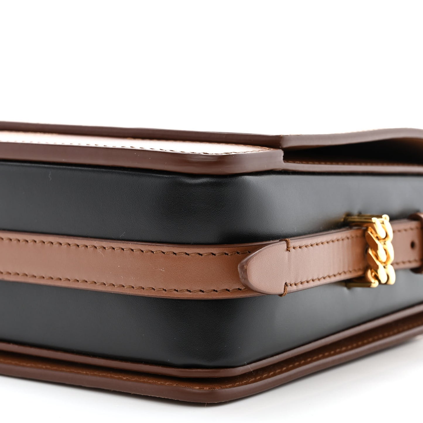 Smooth Calfskin Two Tone Small Grace Bag Malt Brown Black