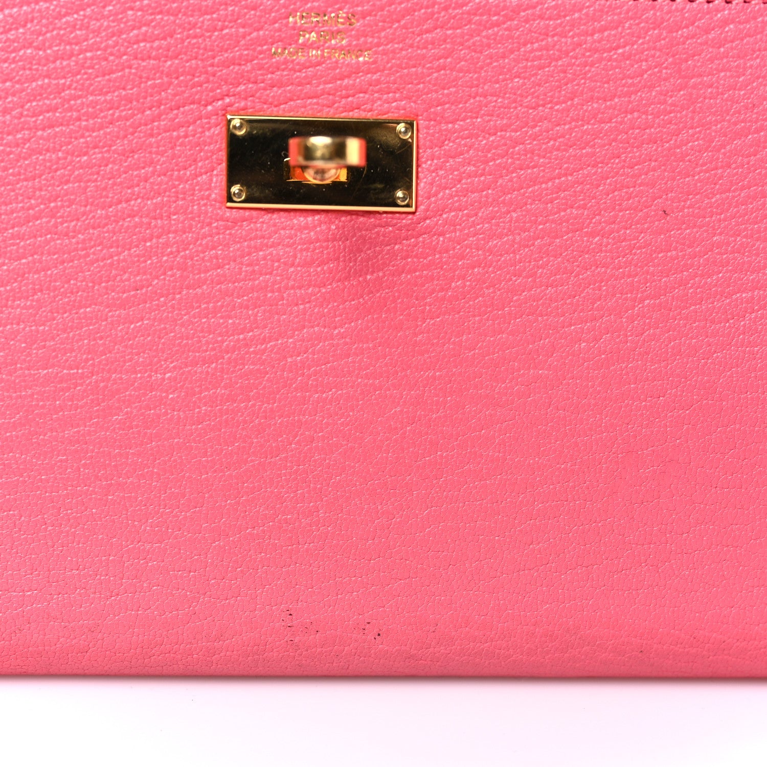Hermes Chevre Mysore Kelly Longue Wallet Rose Azalee 13 of 14
