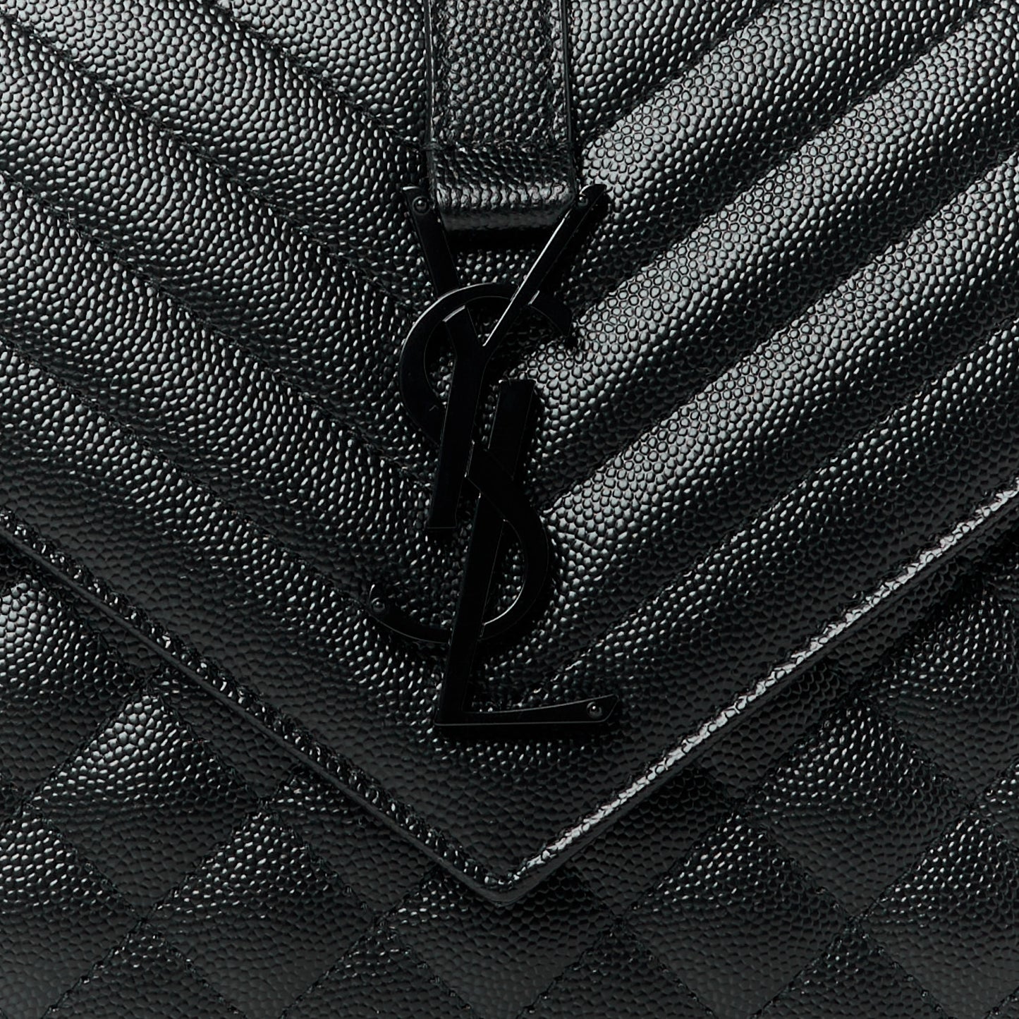 Grain De Poudre Textured Mixed Matelasse Triquilt Medium Monogram Monochrome Satchel Black
