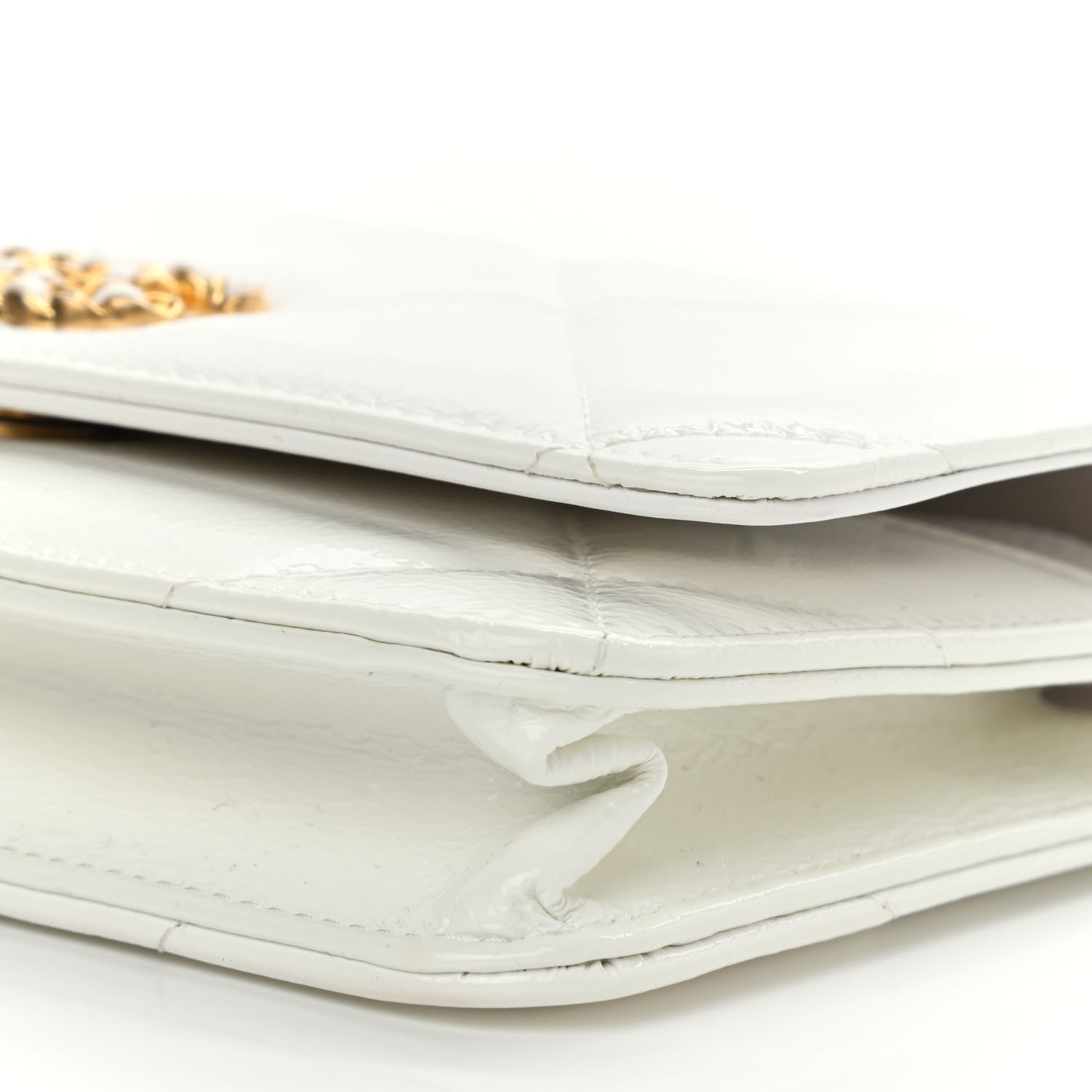 Chanel Shiny Crumpled Calfskin Quilted Chanel 19 Wallet On Chain WOC White 11 of 13