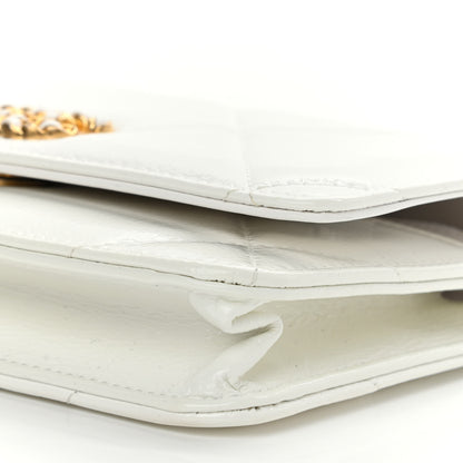 Chanel Shiny Crumpled Calfskin Quilted Chanel 19 Wallet On Chain WOC White 11 of 13