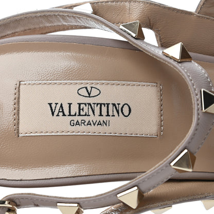 Valentino Garavani Patent Nappa Rockstud Ankle Strap 100mm Pumps 41 Camel Rose Poudre 7 of 7