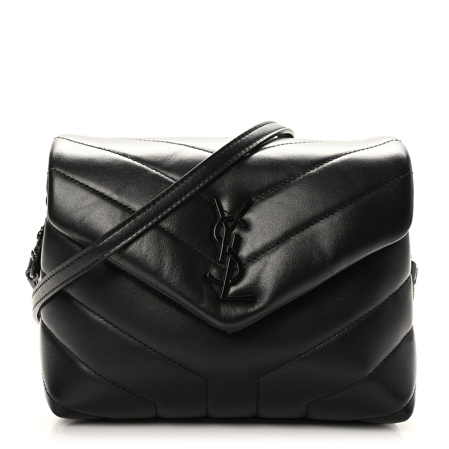 Saint Laurent Calfskin Y Quilted Monogram Monochrome Toy Loulou Crossbody Bag Black 1 of 10