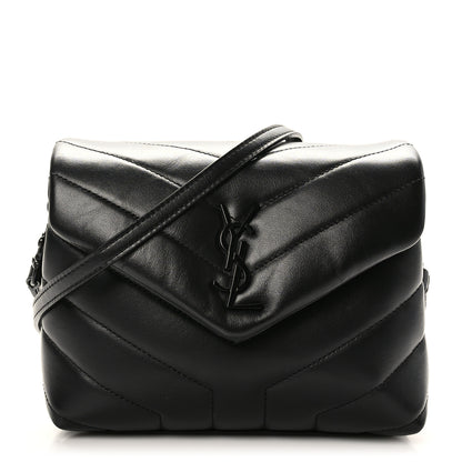 Saint Laurent Calfskin Y Quilted Monogram Monochrome Toy Loulou Crossbody Bag Black 1 of 10