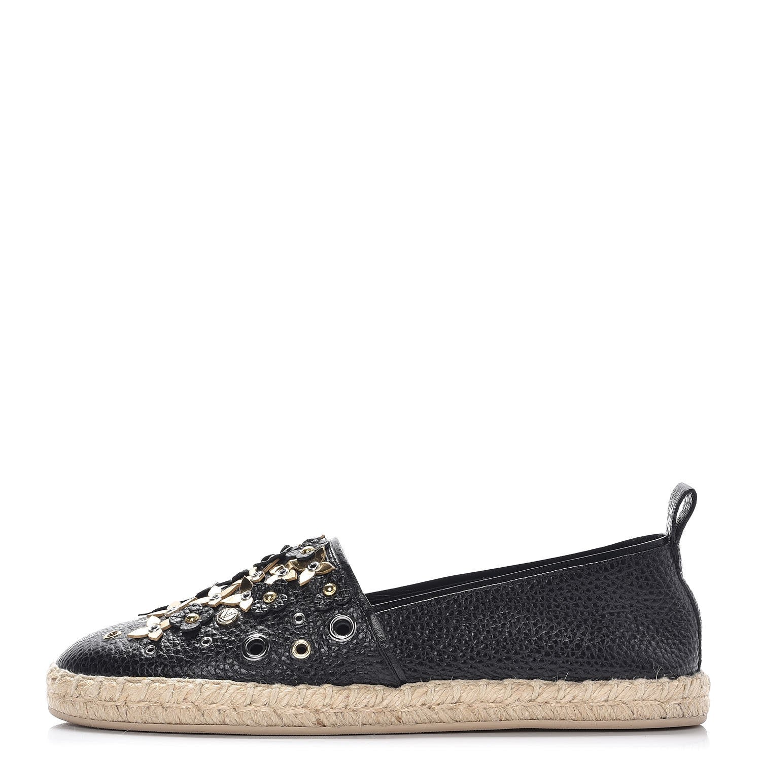Louis Vuitton Calfskin Tropical Bloom Espadrille Flat 38 Black 1 of 8