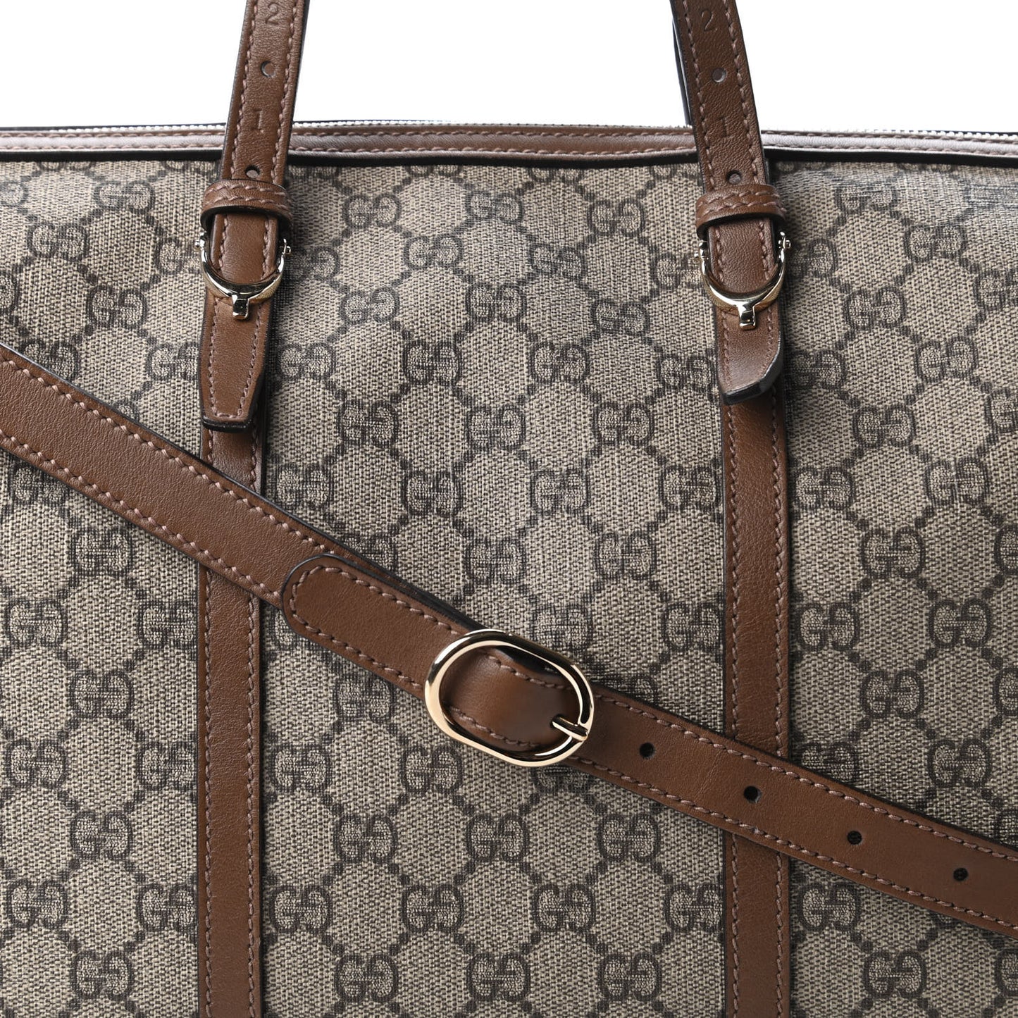 GG Supreme Monogram Margaux Calfskin Medium Nice Boston Beige Ebony Acero