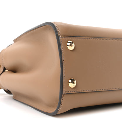 Fendi Vitello Seta Fabric Jacquard FF 1974 Mini Peekaboo Iconic Satchel Sand Tobacco Moro 8 of 9