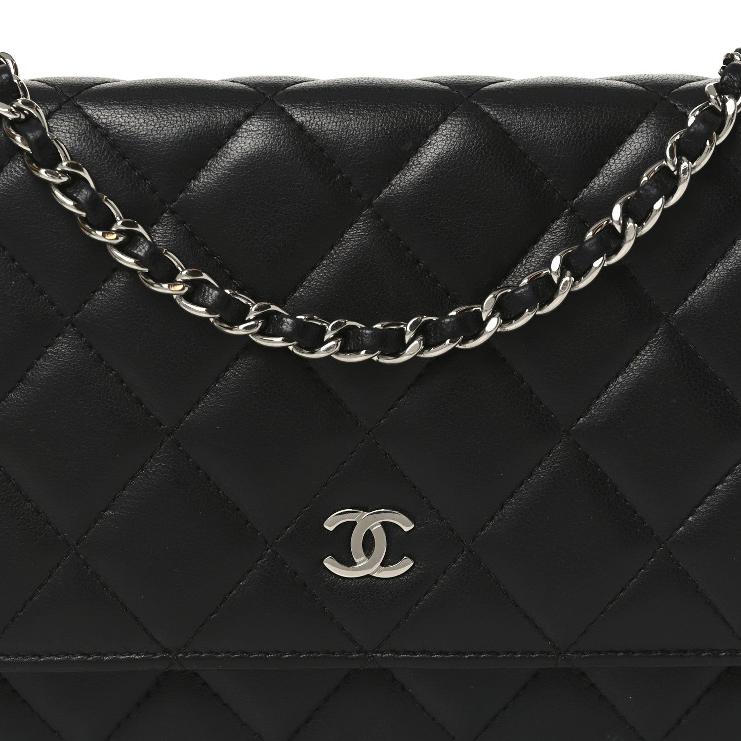 Chanel Lambskin Quilted Wallet On Chain WOC Black 9 of 12