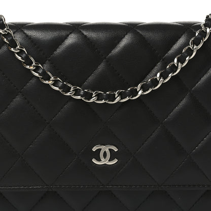 Chanel Lambskin Quilted Wallet On Chain WOC Black 9 of 12