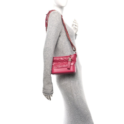 Chanel Aged Calfskin Quilted Small Gabrielle Hobo Fuchsia 2 of 10