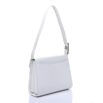 Balenciaga Patent Calfskin Lizard Embossed Medium Ghost Shoulder Bag Optic White 3 of 10