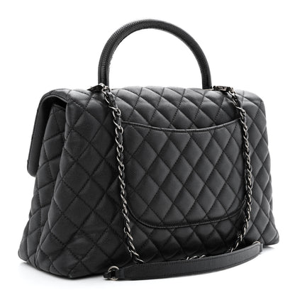 Chanel Caviar Lizard Quilted Medium Coco Handle Flap Black 3 of 11